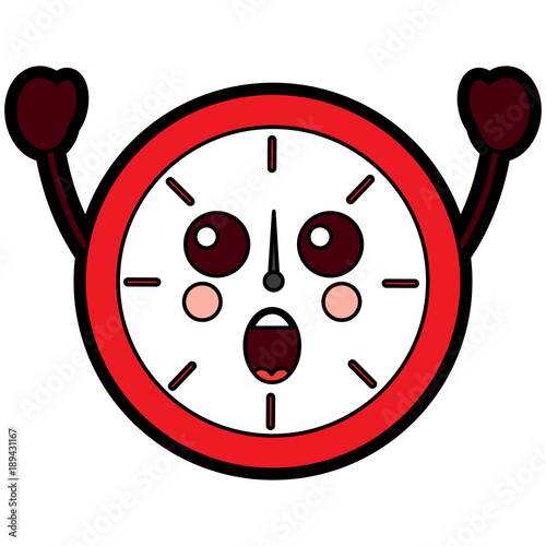 suprised clock kawaii icon image vector illustration design 