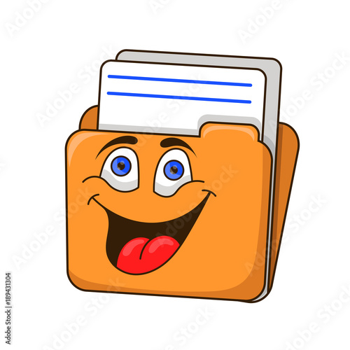 folder with documents smiling cartoon