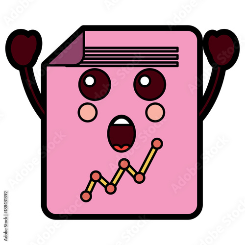 document sheet graph kawaii cartoon vector illustration