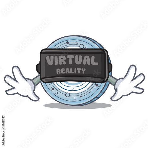With virtual reality Stratic coin mascot cartoon