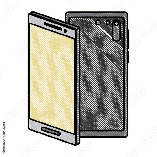 Smartphone frontview and backview icon vector illustration graphic design