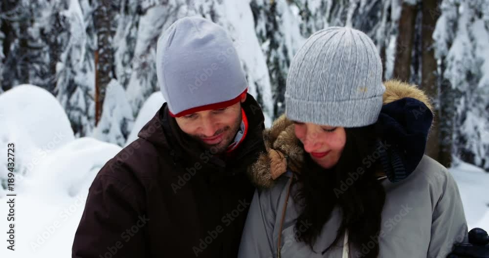 Romantic couple taking with mobile phone 