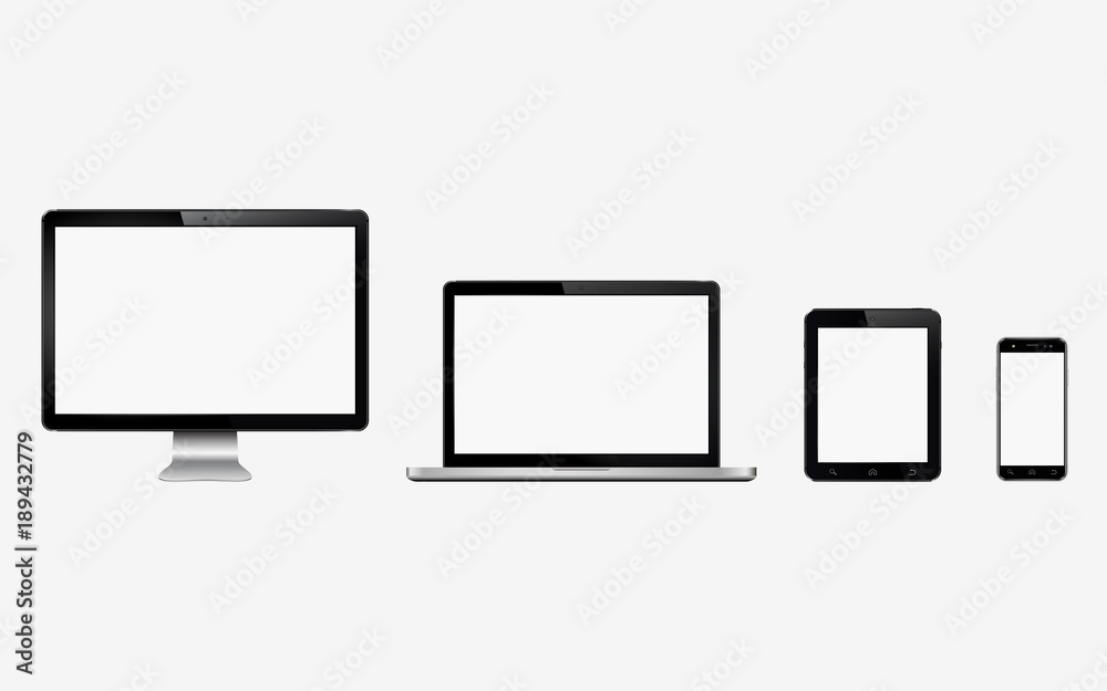 Smart digital device set. Computer monitor, laptop, tablet, mobile phone. Smart digital device set. Computer monitor, laptop, tablet, mobile phone.