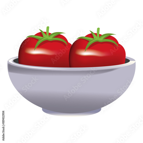 Tomatos on bowl icon vector illustration graphic design