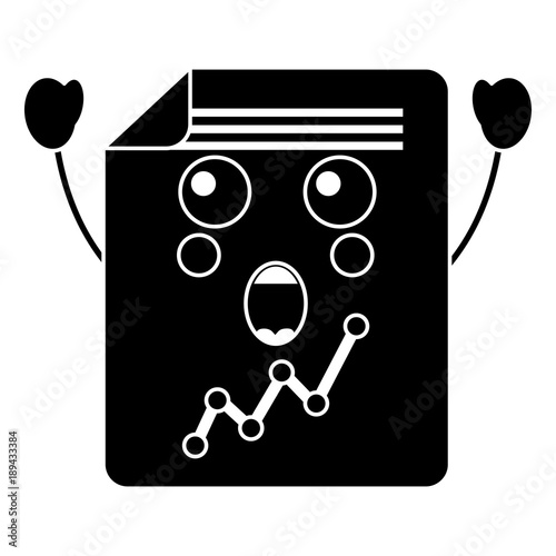 suprised graph chart kawaii icon image vector illustration design  black and white