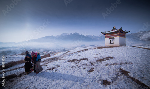 the landscape of Langmusi Temple in Sichuan, China