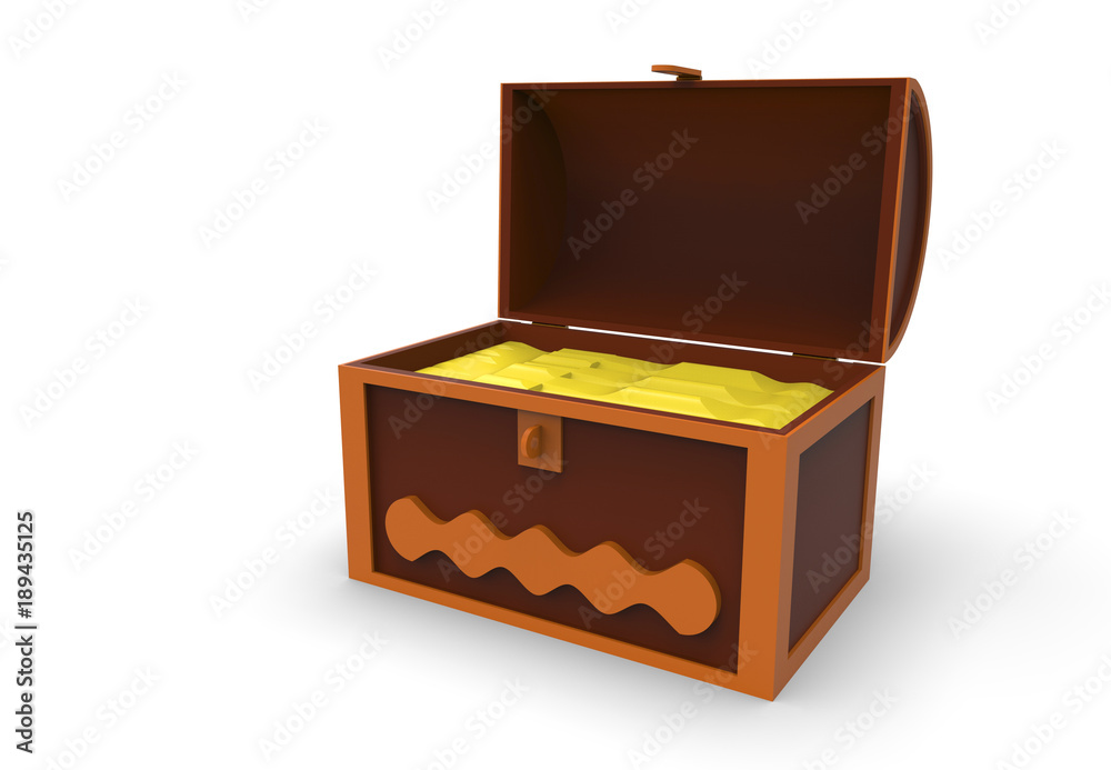 Cartoon Chest of gold on white background Cartoon Chest of gold on white background