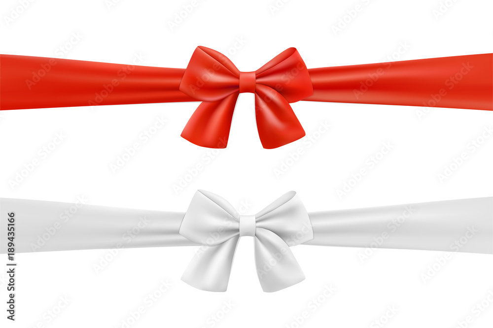 Red, white bow and ribbon. Red, white bow and ribbon.