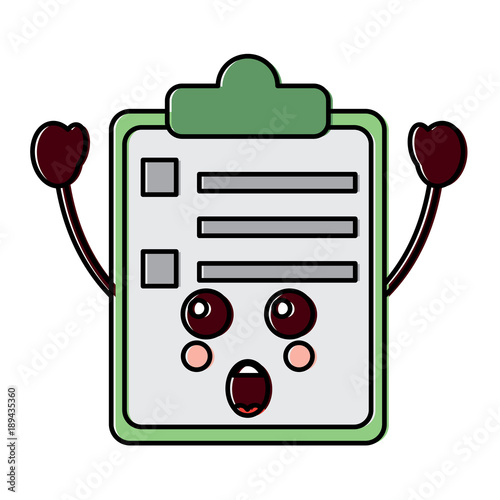suprised clipboard kawaii icon image vector illustration design 