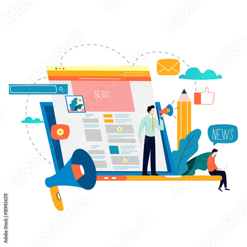  News update, online news, newspaper, news website flat vector illustration. News  webpage, information about events, activities, company information and announcements