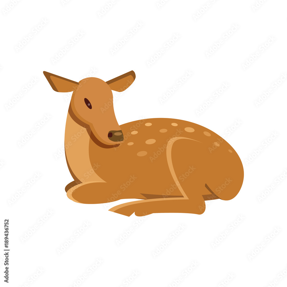Spotted fallow roe deer lying, wild animal cartoon vector Illustration Spotted fallow roe deer lying, wild animal cartoon vector Illustration