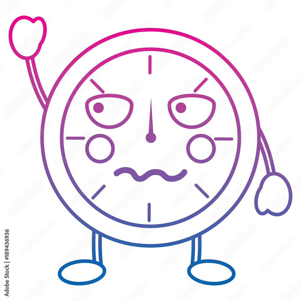 kawaii round clock time cartoon character vector illustration outline design color line gradient kawaii round clock time cartoon character vector illustration outline design color line gradient