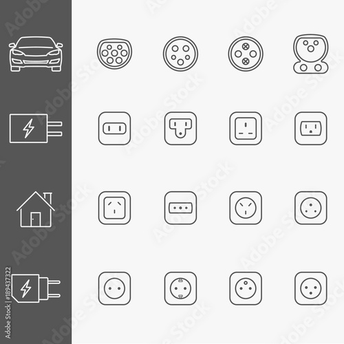 Electric outlet line icons.