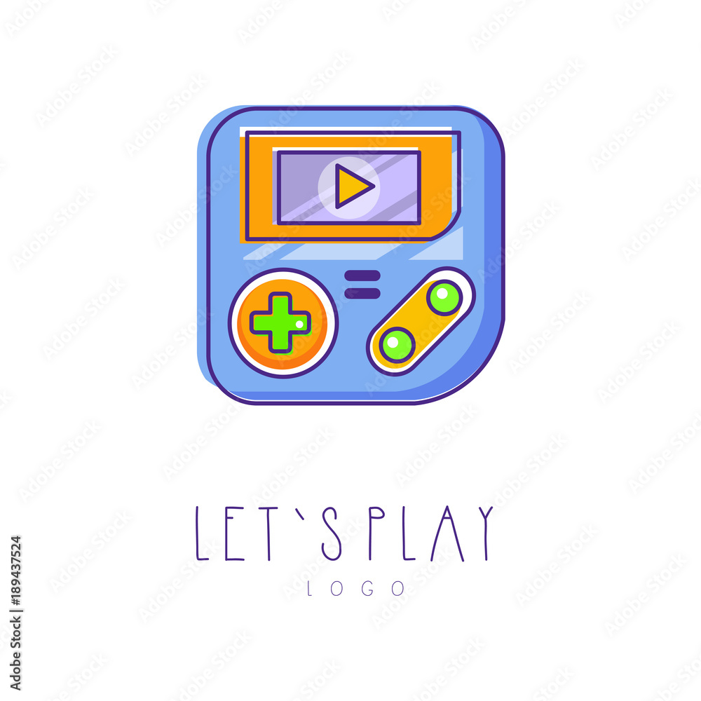 Creative nintendo logo. Game console icon. Let s play. Electronic gadget. Colorful emblem in line style. Vector design for mobile app, website or device store Creative nintendo logo. Game console icon. Let s play. Electronic gadget. Colorful emblem in line style. Vector design for mobile app, website or device store