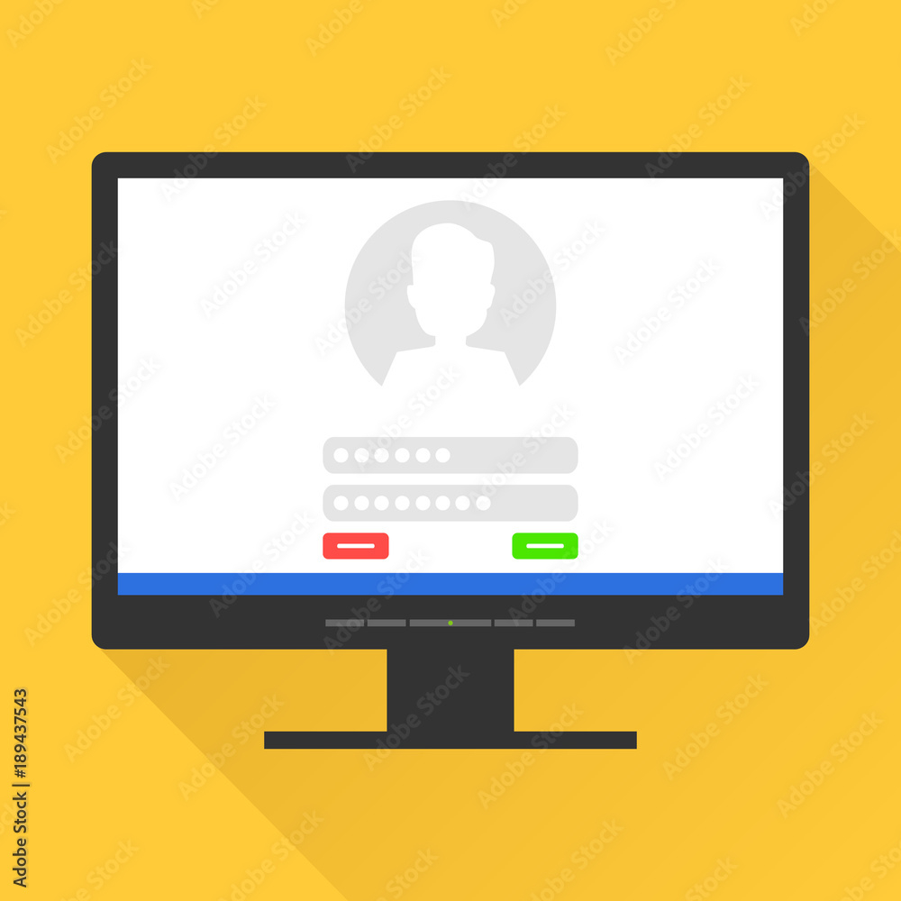 Sign in page on computer screen. Login and password from the mailbox on the monitor screen. The concept of entering the mailbox. Sign in page on computer screen. Login and password from the mailbox on the monitor screen. The concept of entering the mailbox.