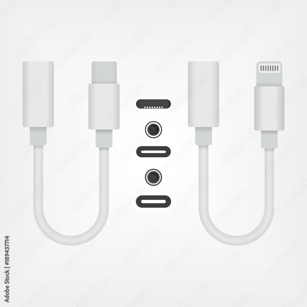 Type-C to 3.5 mm Audio Aux Jack Adapter Stock Vector | Adobe Stock