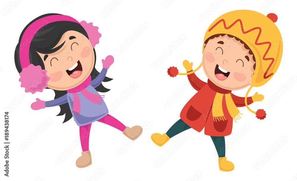 Vector Illustration Of Winter Kids Vector Illustration Of Winter Kids