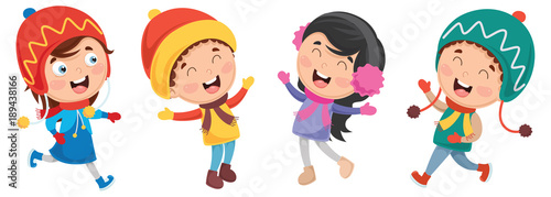 Vector Illustration Of Winter Kids