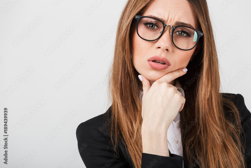 Close up portrait of a thoughtful businesswoman Close up portrait of a thoughtful businesswoman