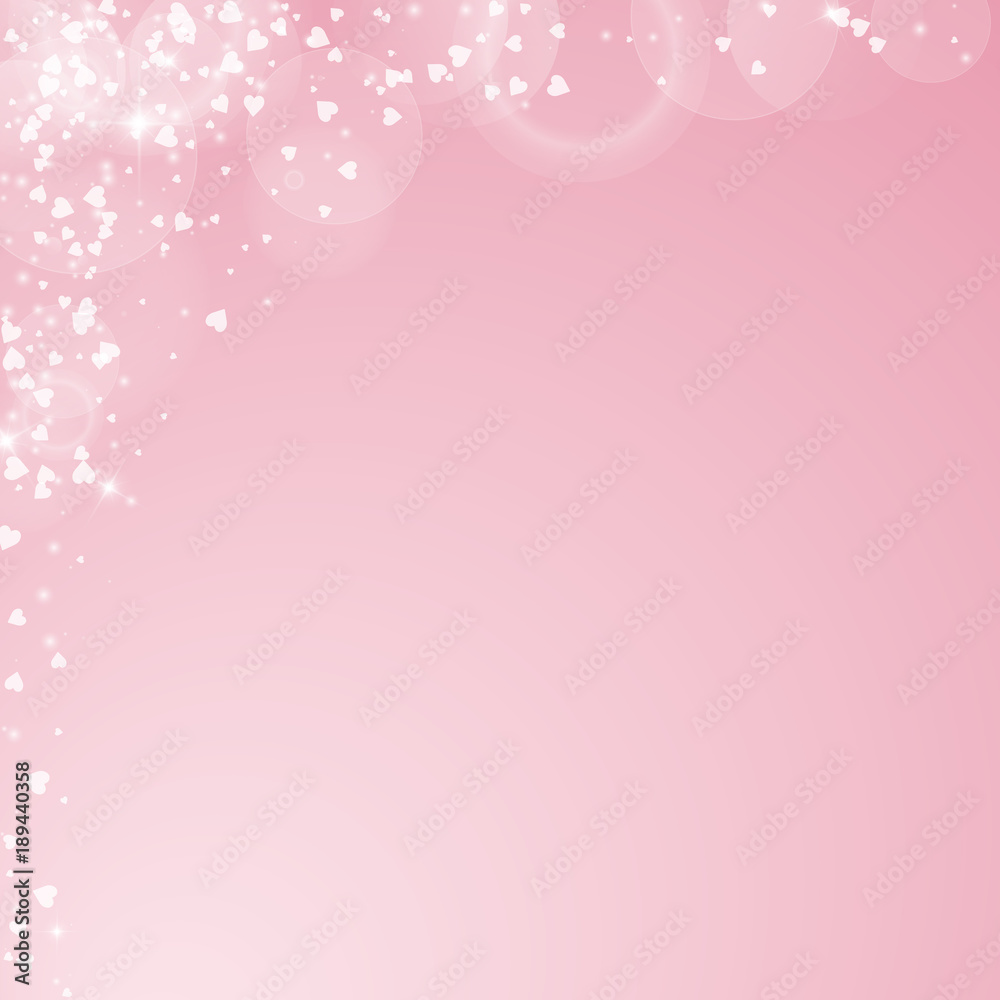 Falling hearts valentine background. Abstract left top corner on pink background. Falling hearts valentines day excellent design. Vector illustration. Falling hearts valentine background. Abstract left top corner on pink background. Falling hearts valentines day excellent design. Vector illustration.