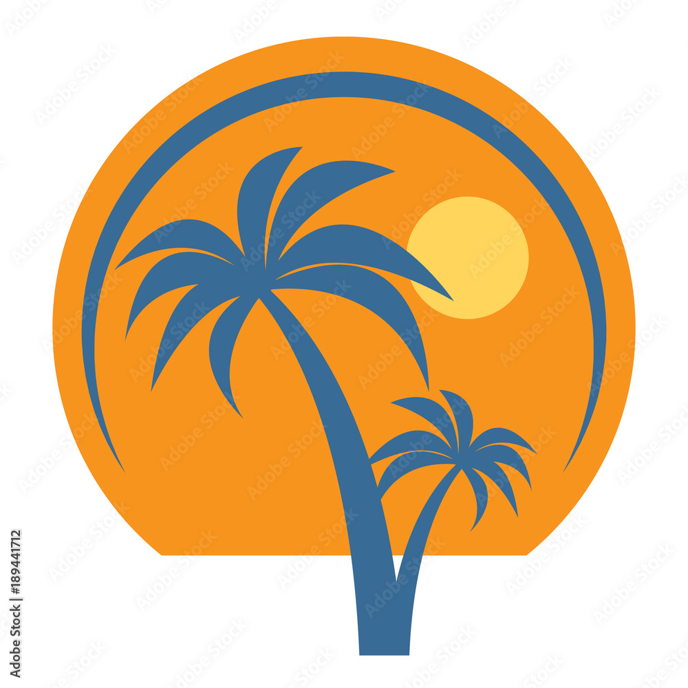 Beach vacation icon or sign