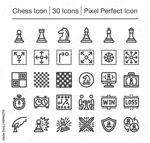 chess line icon set