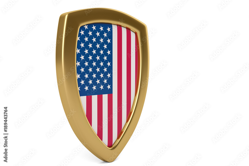 Flag on gold shield.3D illustration. Flag on gold shield.3D illustration.