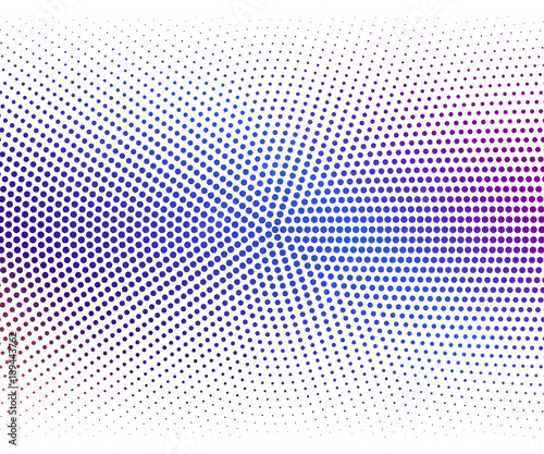 Vector color round halftone effect. Colorful gradient halftone abstract background.