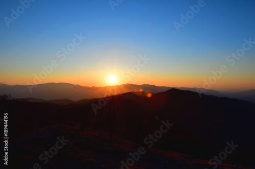 大台ケ原山で見た夕日