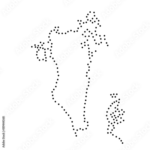 Abstract schematic map of Bahrain from the black dots along the perimeter of vector illustration