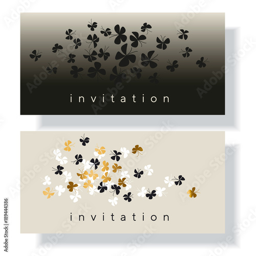 Elegant gold and black butterfly composition for card, invitation. Simple luxury floral vector illustration for surface design.