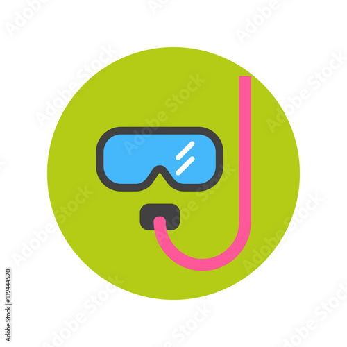 Diving Mask Icon Underwater Glasses Equipment Flat Vector Illustration