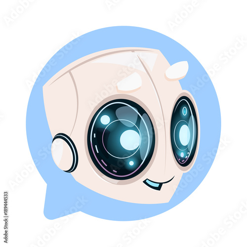 Chat Bot Cute In Speech Bubble Icon Concept Of Chatbot Or Chatterbot Technology Flat Vector Illustration