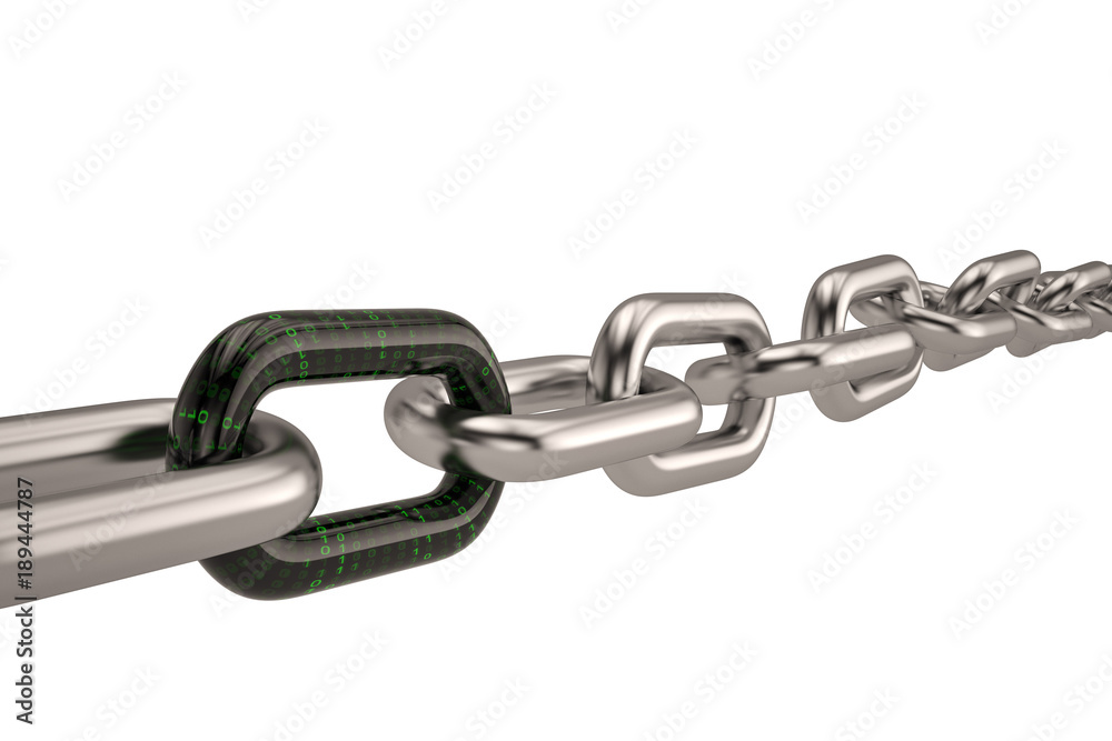 Chain with digital links.3D illustration. Chain with digital links.3D illustration.