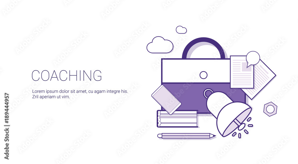Coaching Training Business Teaching Concept Banner With Copy Space Thin Line Vector Illustration Coaching Training Business Teaching Concept Banner With Copy Space Thin Line Vector Illustration