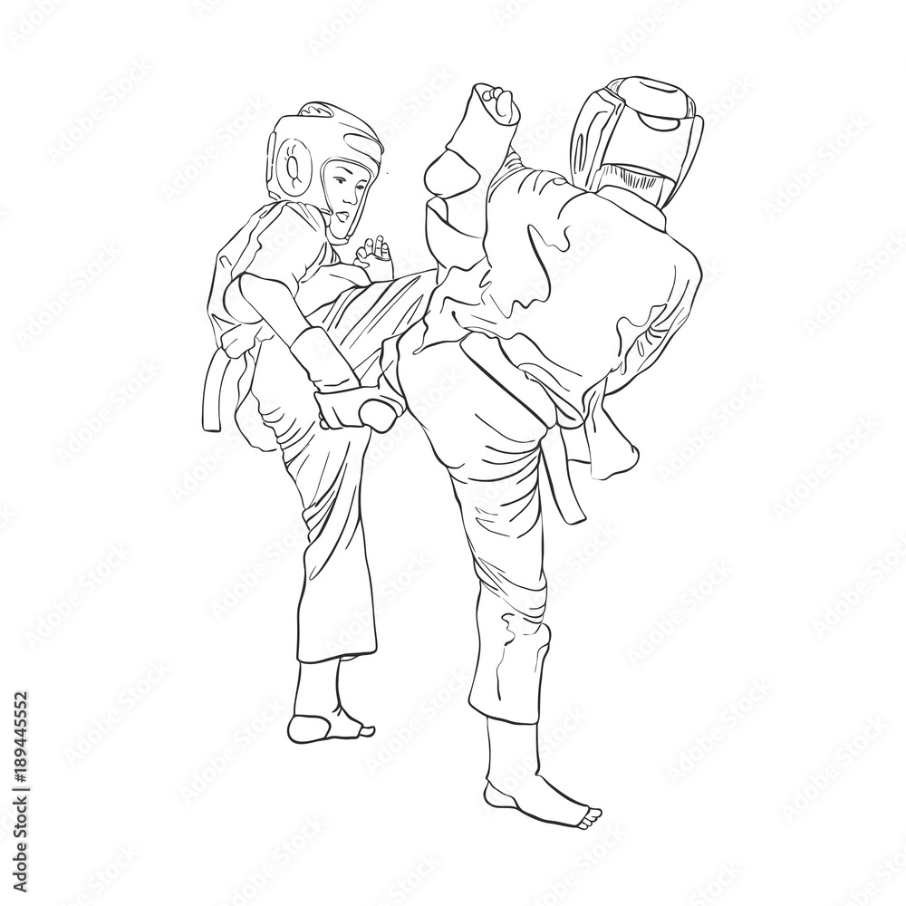 karate fight of two boys