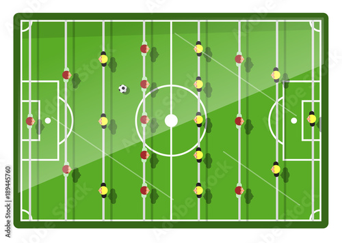 Table Football Game. Top View Vector Illustration.