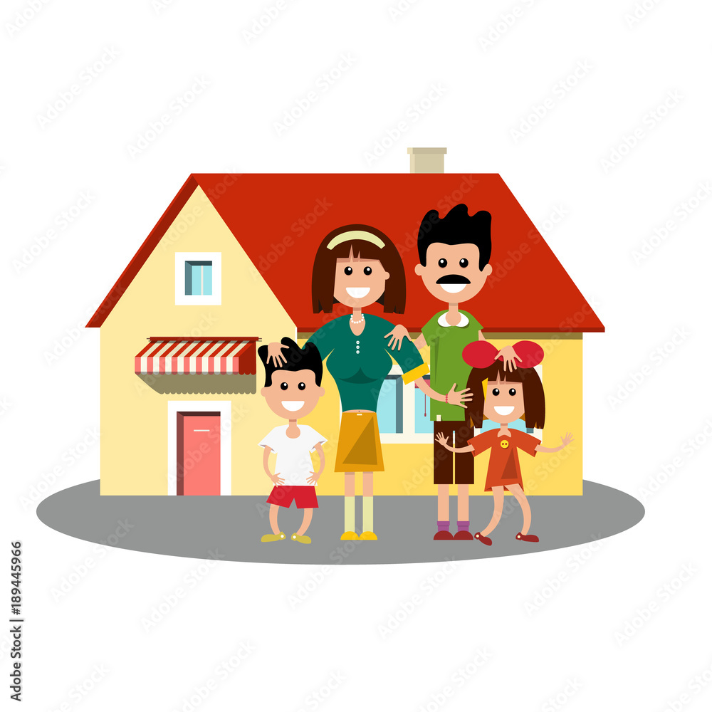 House Icon with Happy Family