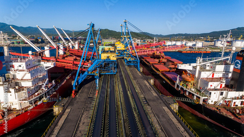 Photography NAKHODKA, RUSSIA - CIRCA AUGUST, 2017: Coal terminals in the port of Nakhodka