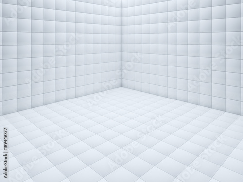 White small tile floor corner 3D rendering