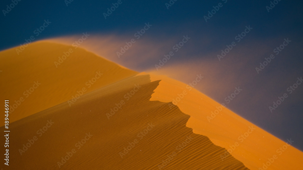 Sunset view to Tin Merzouga dune at Tassili nAjjer national park, Algeria
