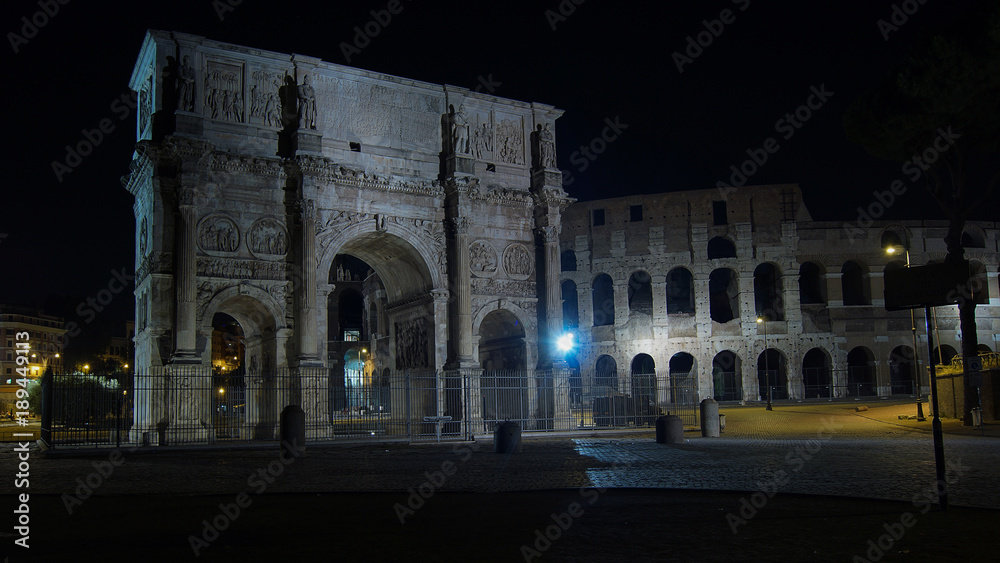Naklejka premium View of the Colosseum and Arch of Constantine, Rome, Italy