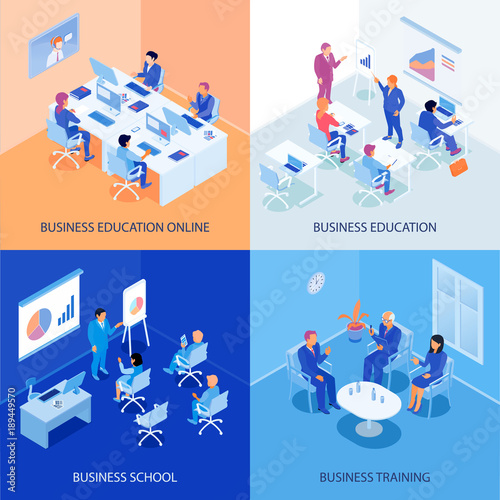 Business Education Isometric Design Concept