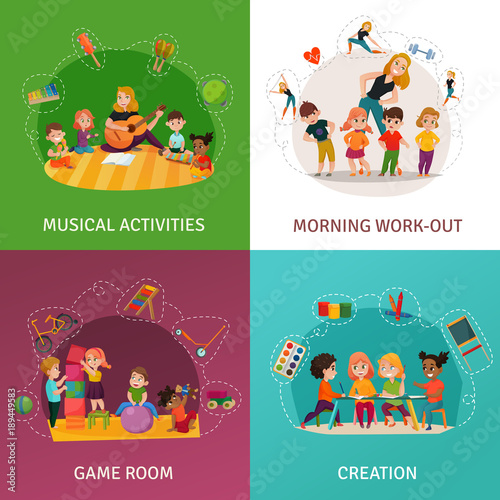 Kindergarten Concept Icons Set