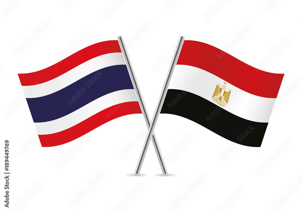 Thiland and Egypt flags. Vector illustration.