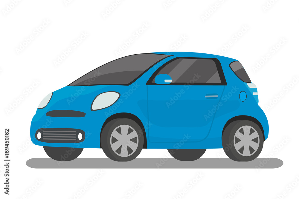 Modern cartoon blue compact car Modern cartoon blue compact car