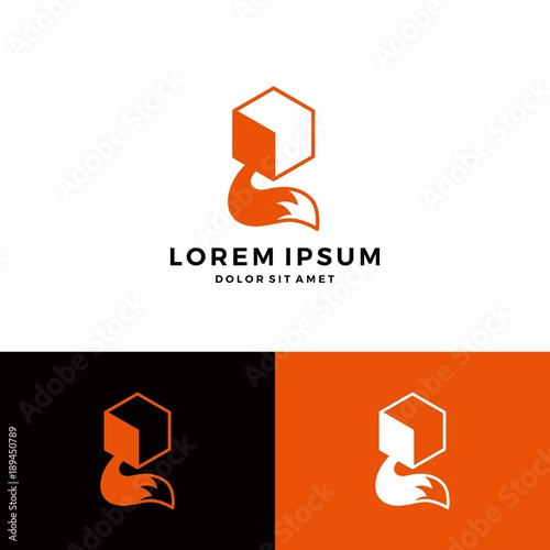 box fox cube tail logo vector download