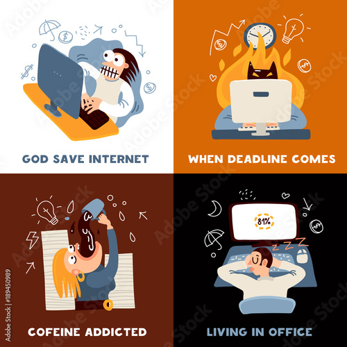 Office Work Concept Icons Set