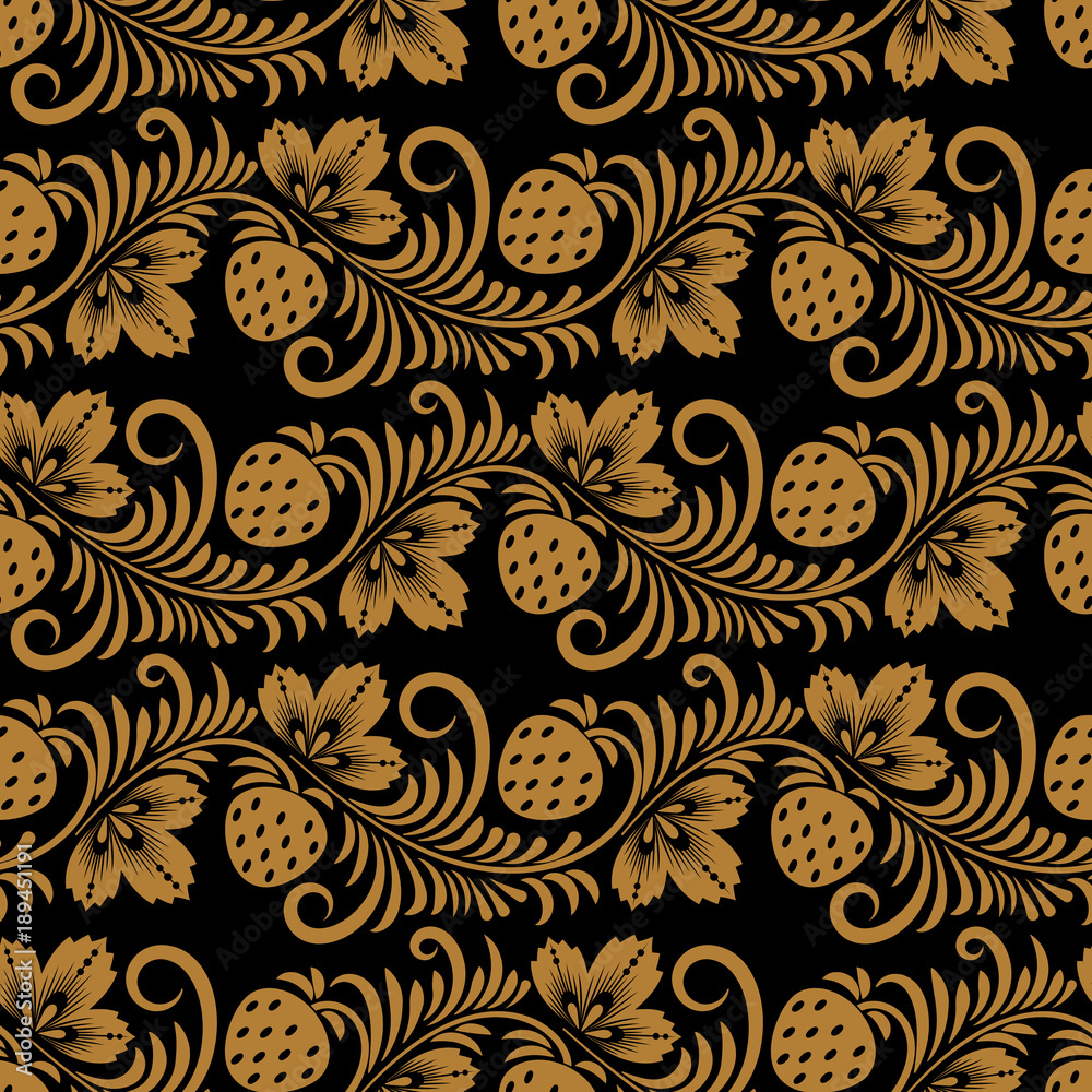 Floral seamless pattern in traditional russian style. Khokhloma painting. Vector Illustration Floral seamless pattern in traditional russian style. Khokhloma painting. Vector Illustration