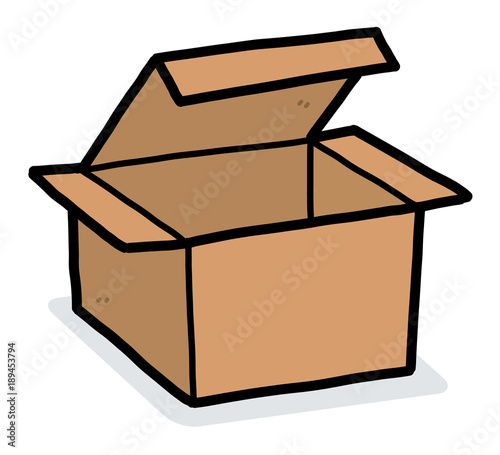 open brown box / cartoon vector and illustration, hand drawn style, isolated on white background.